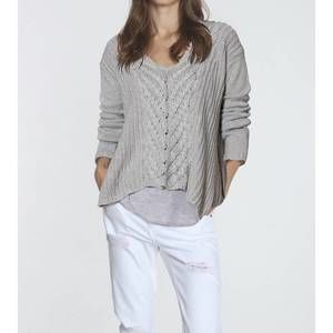 NEW LABEL+THREAD abigail cable vee sweater in grey